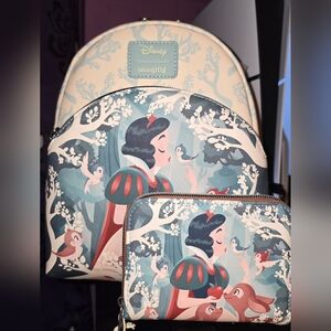 New! Loungefly Disney Snow White And The Seven Dwarfs Mini Backpack + Wallet